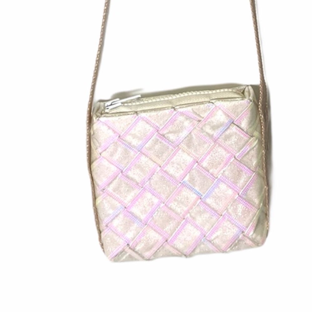 Handmade Crossbody Handbag Pink White Ribbons Kids Youth